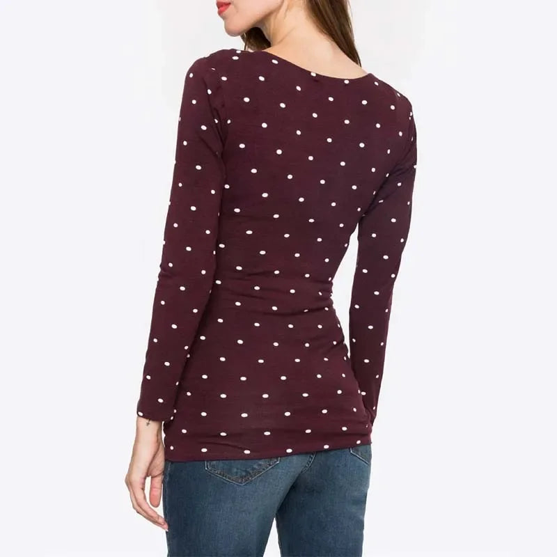 Maternity Nursing V-neck Long Sleeve Top  Breastfeeding Clothes for Pregnant Woman
