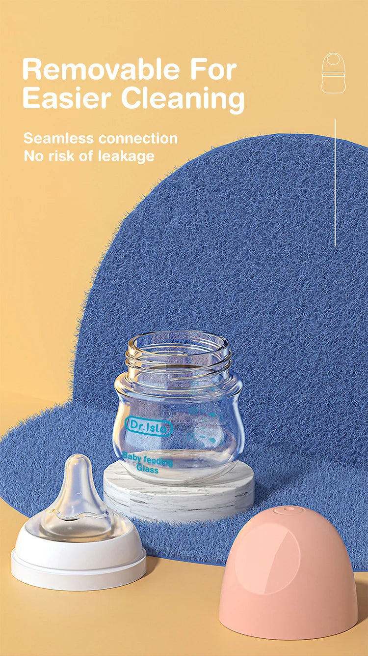 Newborn Baby Glass Bottles Anti-flatulence Milk Feeding Bottles Infant 0-3 Month BPA Free - 2PCS, 90ML/160ML