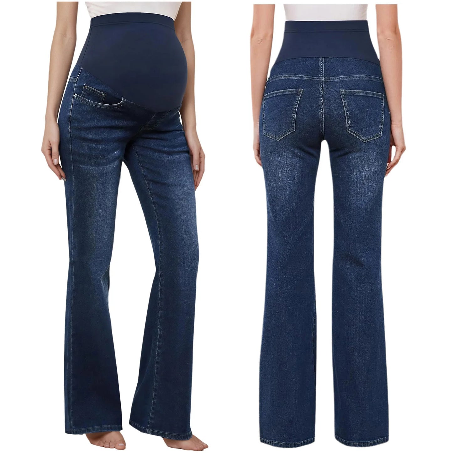 Maternity Flared Jeans & Pant with High Waist Over The Belly Bell-Botton Pants for Yoga Daily Office Work Street Wear