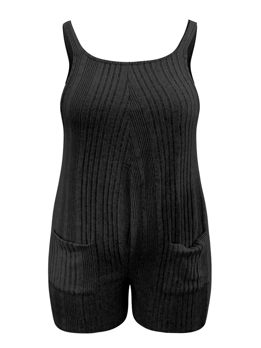 Women's Maternity Knit Overalls Shorts Solid Color Ribbed Sleeveless Pregnancy Jumpsuits with Pockets and Adjustable Straps for