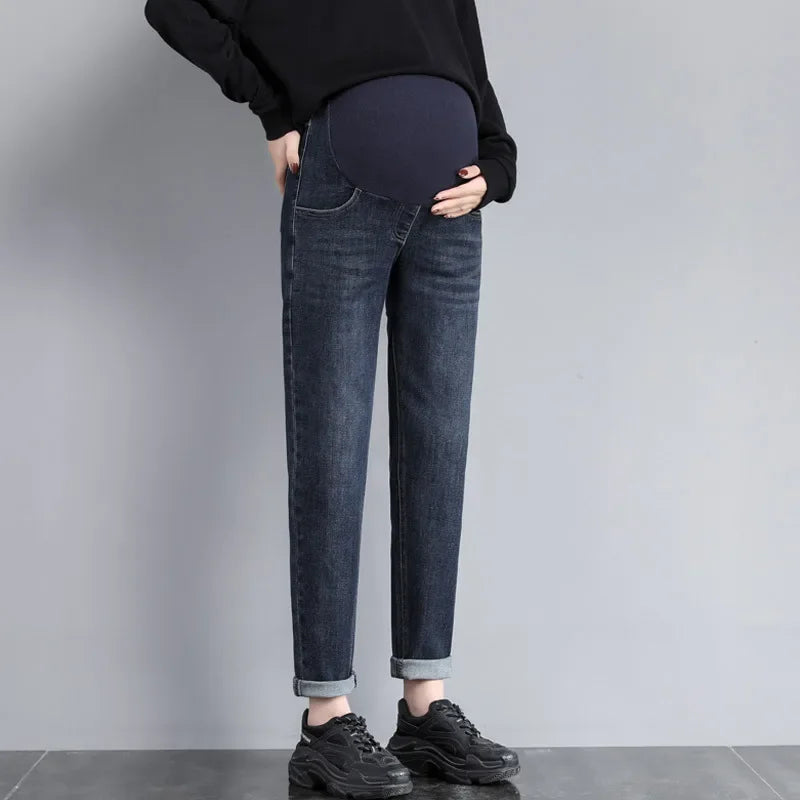 Maternity Boyfriend Jeans Regular Leg High Waist Grow with Bump, With and Without Warm Lining
