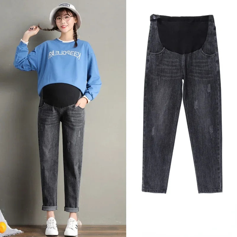 Maternity Boyfriend Jeans Regular Leg High Waist Grow with Bump, With and Without Warm Lining