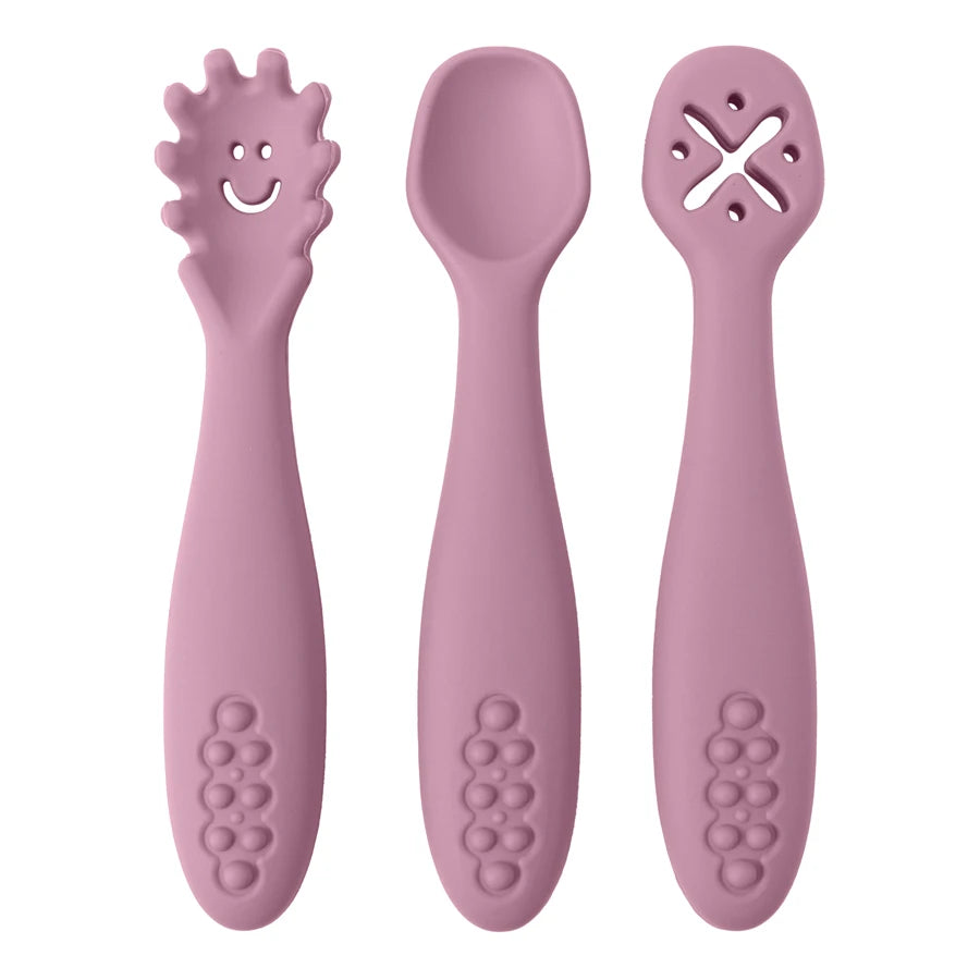 3PCS Cute Baby Learning Spoons Utensils Set Newborn Feeding Spoon Set Toddler Scoop Weaning Cutlery Children‘s Tableware