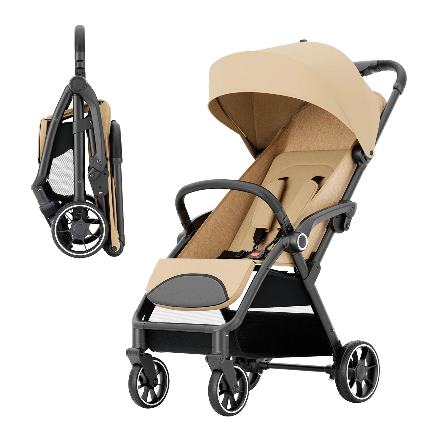 Standard Stroller  Seat, Foldable Portable Newborn Stroller, Luxury Baby Carriage Suit Baby,Toddlers, 360°Swivel Seat