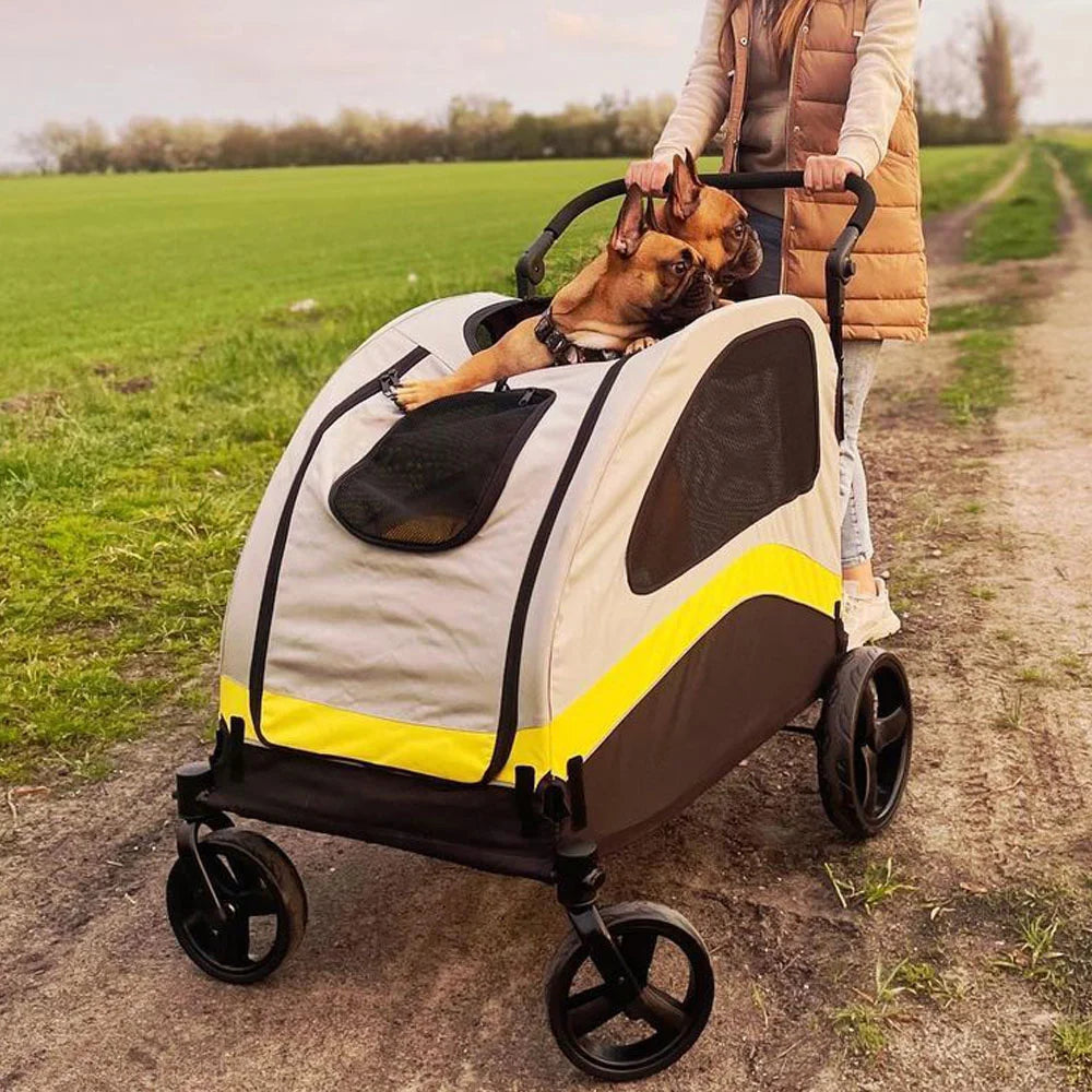 Premium Dog Stroller Pram 4 Wheel Foldable Cart Travel Walk Pet Jogger Wagon for Small Medium Large XL Dogs