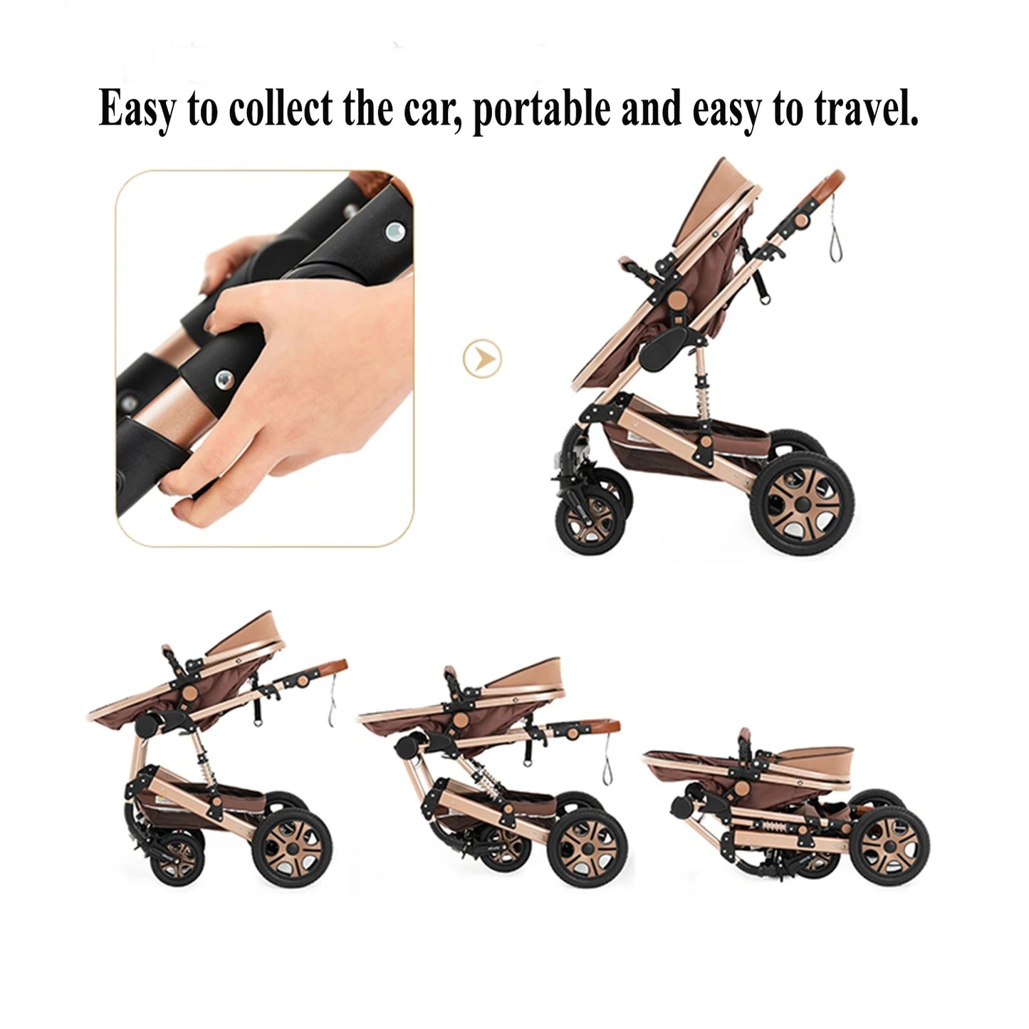 Baby Stroller Combo Car Seat, Baby Travel System with Isofix Base, Baby Carriage 3 in1 Reversible Foldable Standard Stroller
