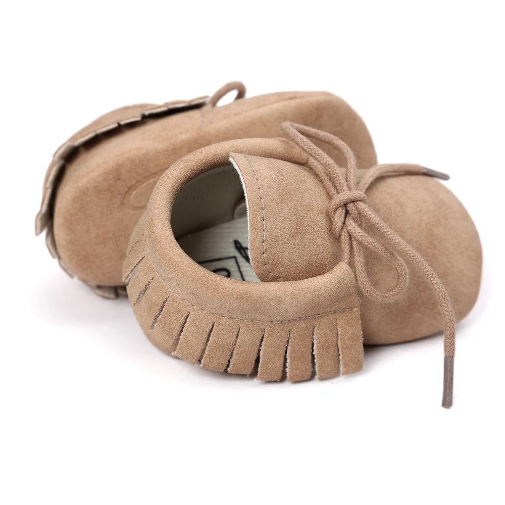 Baby  Moccasins 10-colors, Shoes Newborn Infant Boy Girl Classical Lace-up Tassels Suede Sofe Anti-slip Toddler Crib Crawl Shoes