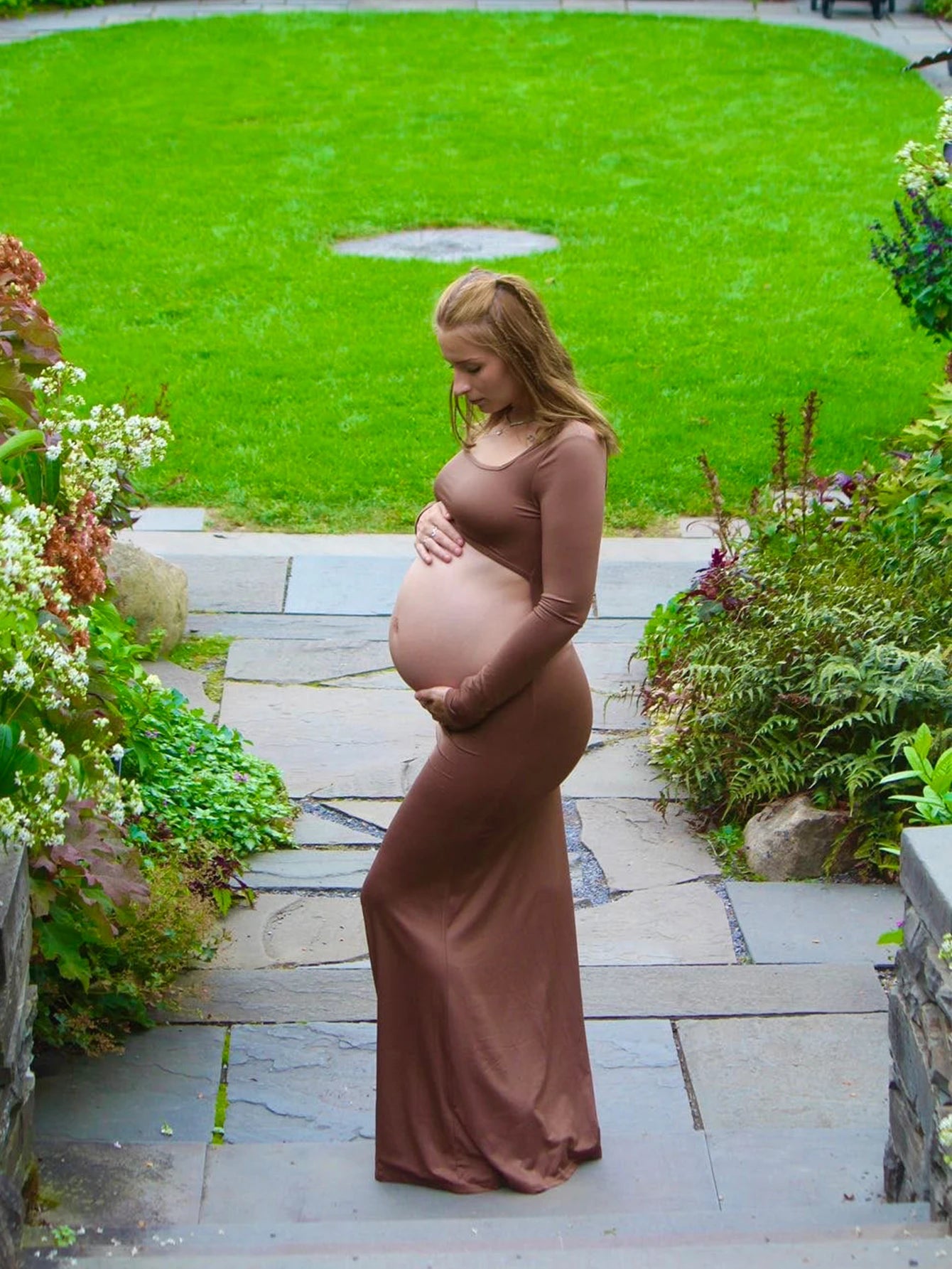 Maternity Photography Sexy Bodycon Dress Square Neck Long Sleeve Wedding Party Pregnant Clothes