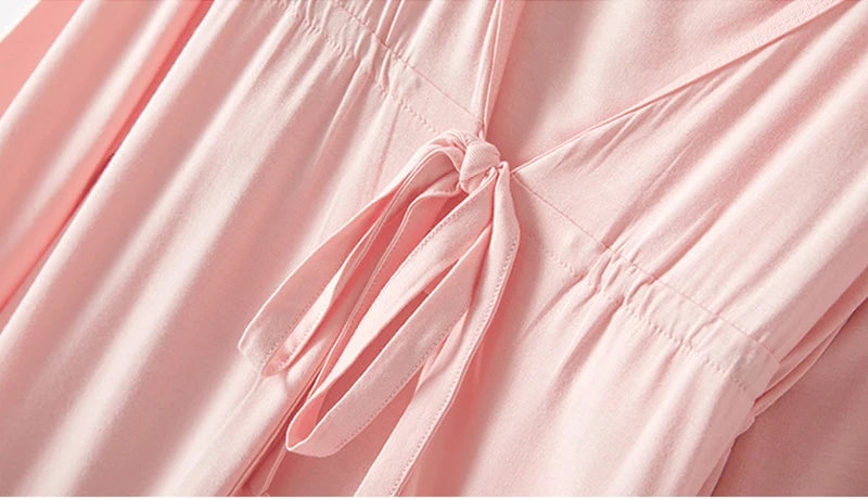 Maternity Labor Dress+Robe Childbirth Pregnancy Pajamas Sleepwear Nursing Sling Breastfeeding Nightgown - 2pcs/Set