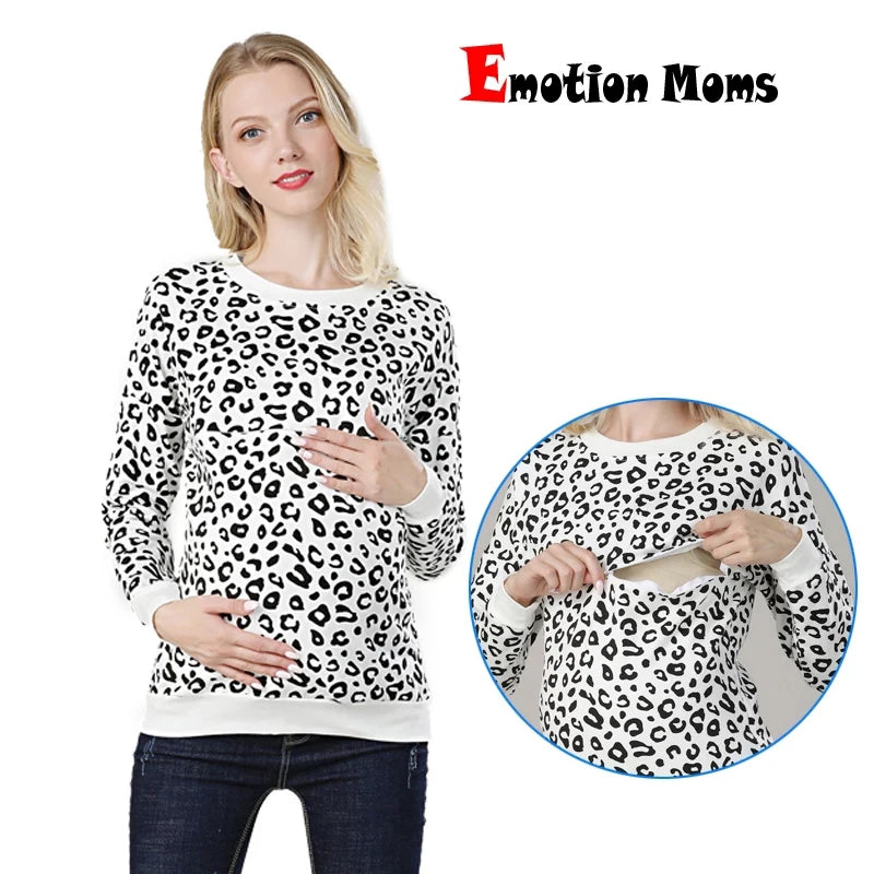 Maternity Nursing Sweatshirt Long Sleeve Thick Cotton Breastfeeding Clothes Mommy Pregnant Lactation Wear Big Size