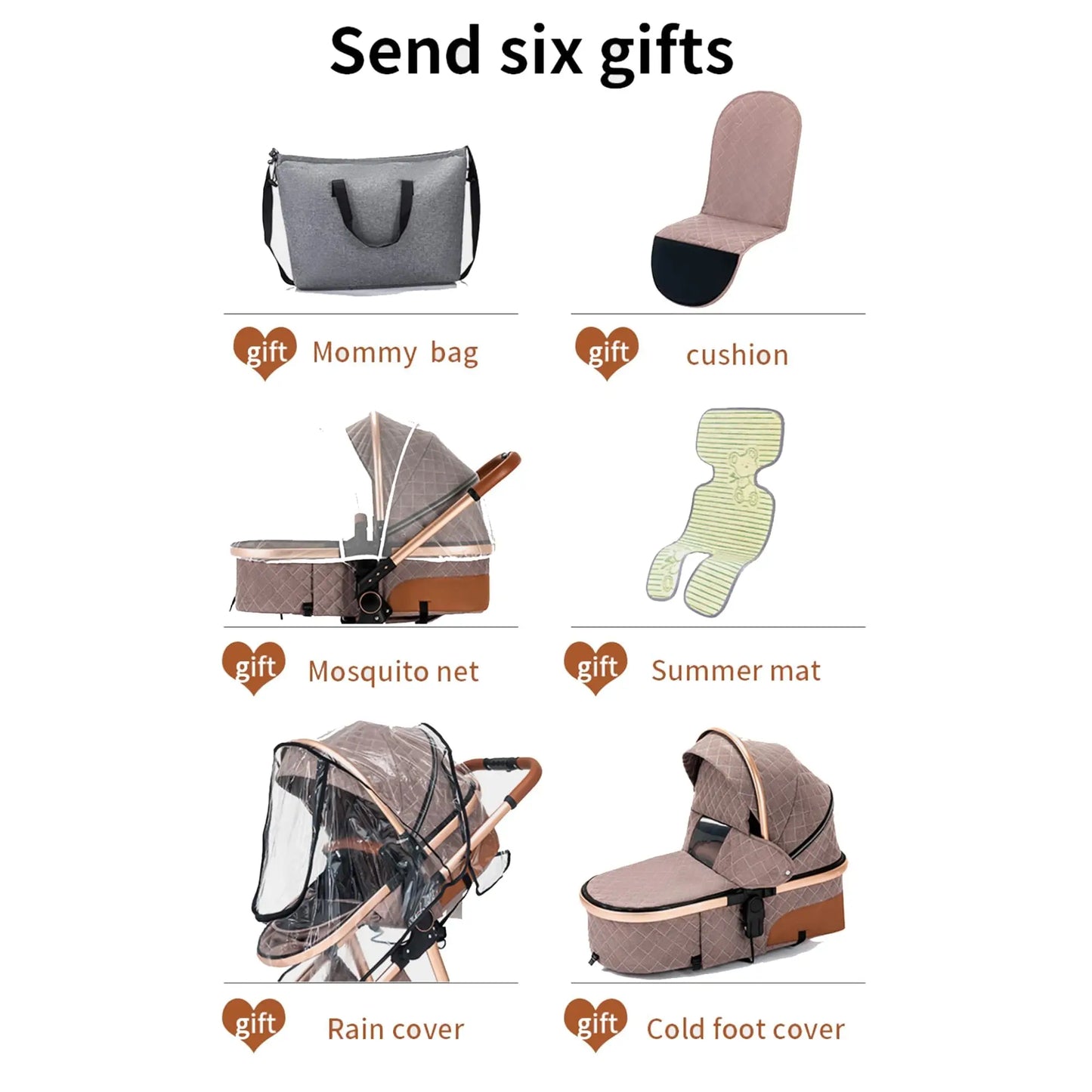 Baby Stroller 3-in-1 Travel System, Adjustable stroller and Accessories Combo Set, One Click Folding.