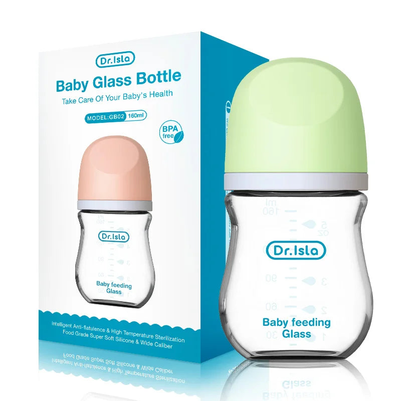 Newborn Glass Feeding Bottles 90ML/160ML Baby Bottle Anti-flatulence Milk Feeding Bottles Infant BPA free, 1PCS
