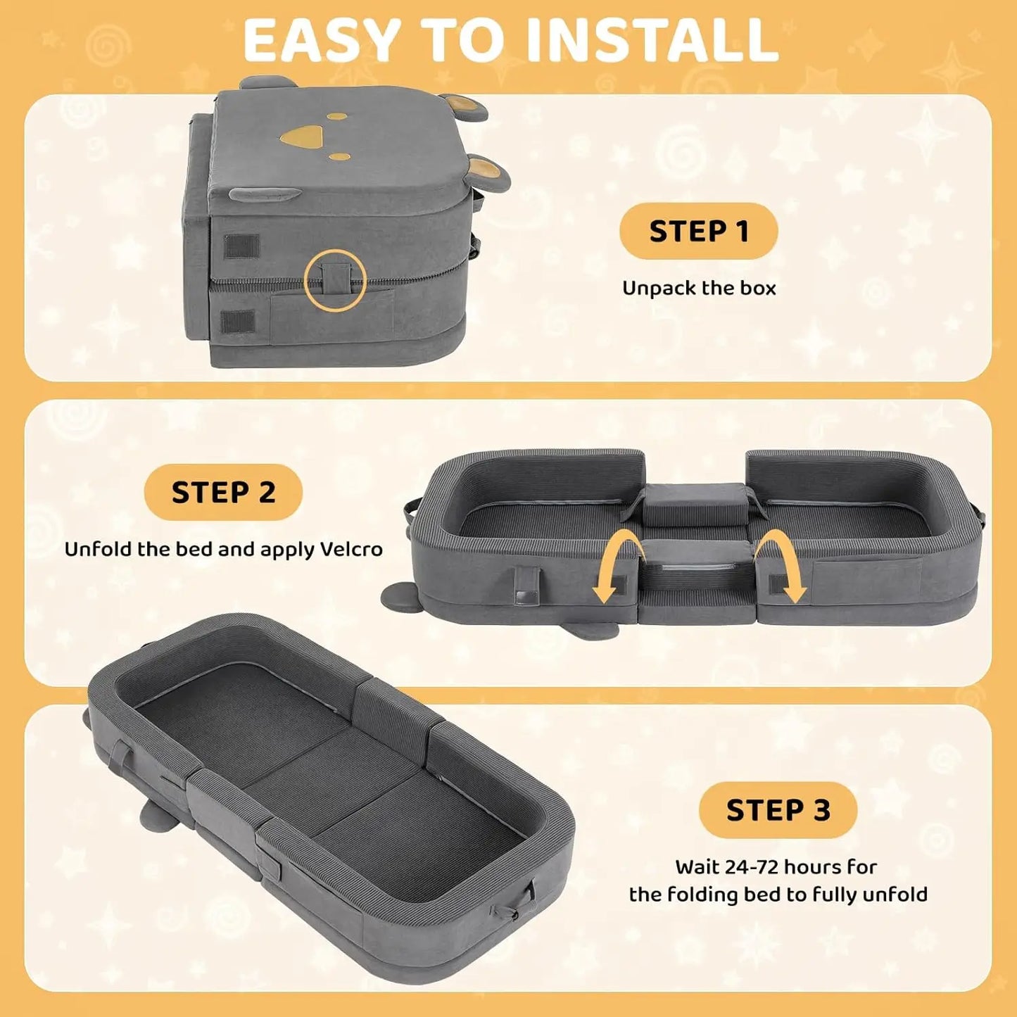 Toddler Travel Bed, Foldable Portable Toddler Floor Bed with Soft Foam for Baby and Kids Aged 1-4,Washable Cover Travel Crib