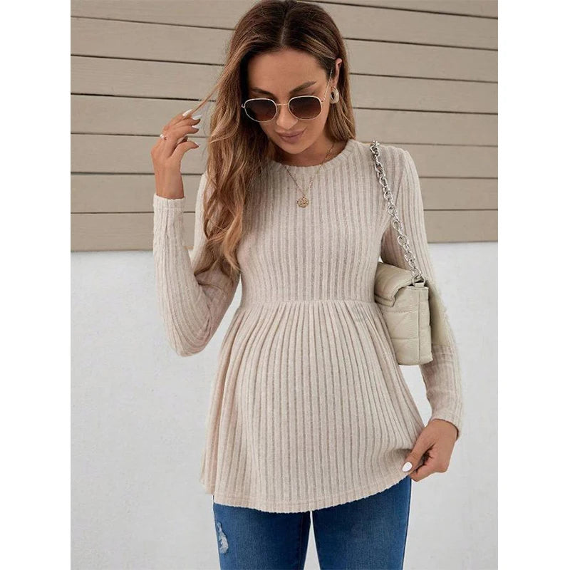 Maternity Women's Fashion Long Sleeve Knitted Spring Autumn Tops