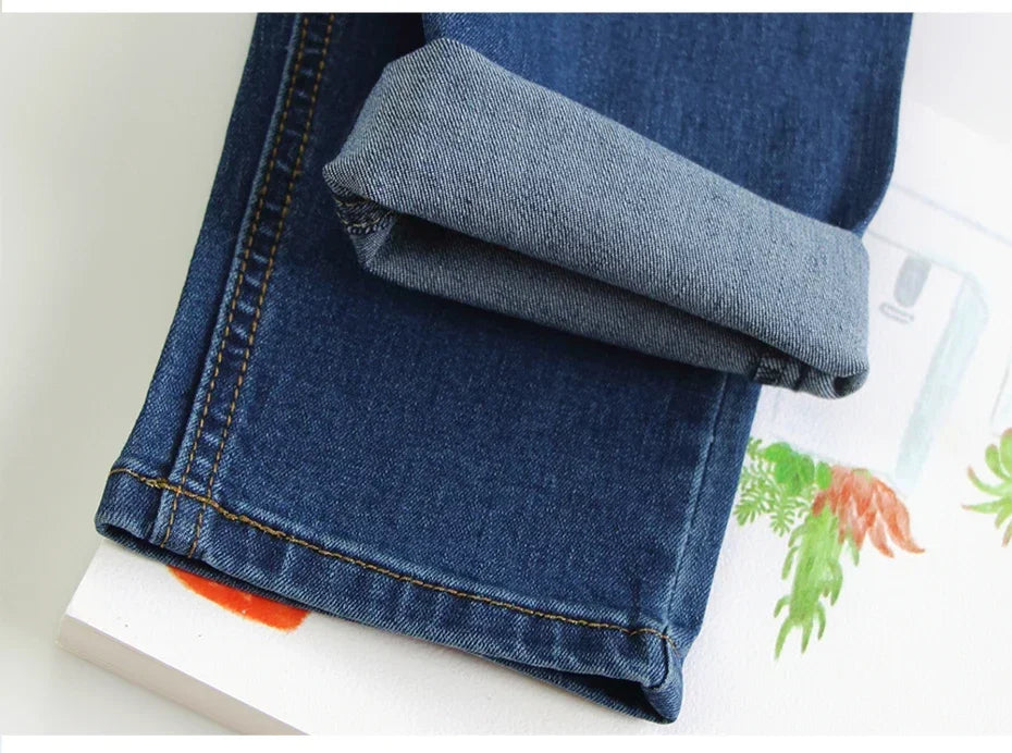 Maternity Boyfriend Jeans with Zipper & Button High Waist Regular Leg with Elastic Waist