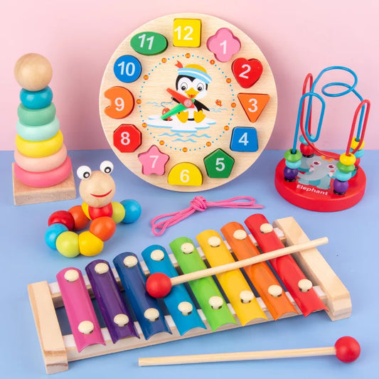 Montessori Baby Toys Toddler 3D Wooden Puzzles Early Learning Baby Games Toys Educational Wooden Toys For Children Birthday Gifts