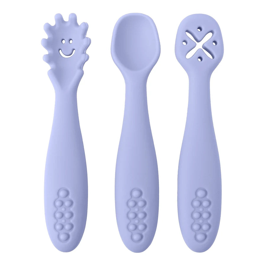 3PCS Cute Baby Learning Spoons Utensils Set Newborn Feeding Spoon Set Toddler Scoop Weaning Cutlery Children‘s Tableware