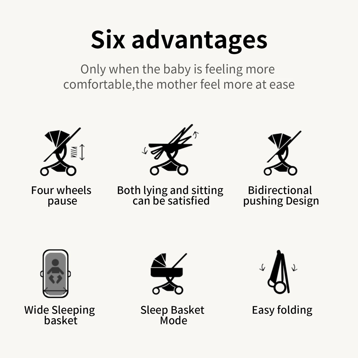 Baby Stroller 2 in 1 with Carrycot Reversible Seat 5-Point Harness for Newborn 0-3Y Lightweight Foldable 2-in-1 Baby Stroller