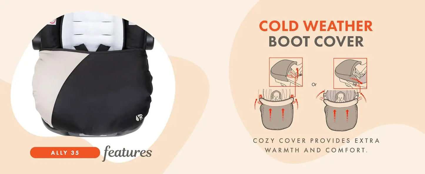 Newborn Baby Infant Car Seat Carrier Travel System with Harness and Extra Cozy Cover for Babies Up to 35 Pounds