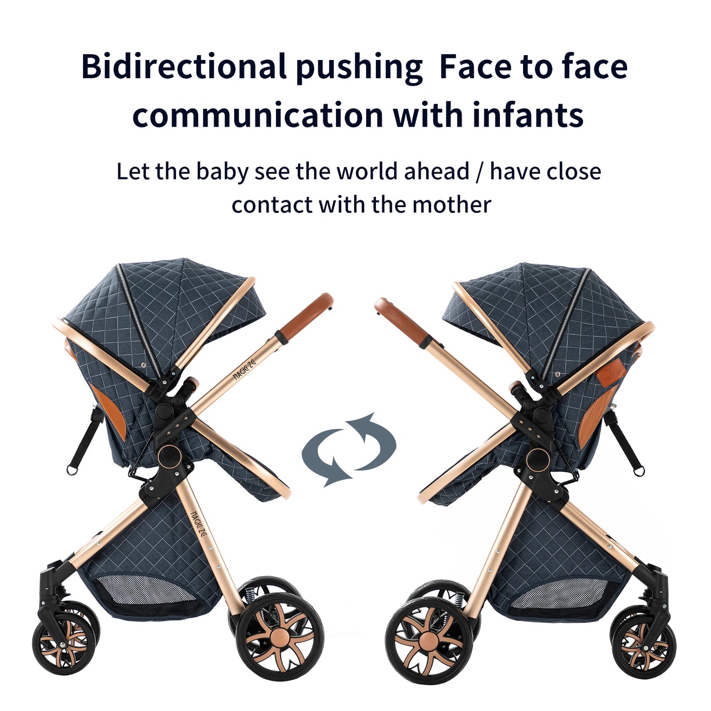 Baby Stroller 2 in 1 with Carrycot Reversible Seat 5-Point Harness for Newborn 0-3Y Lightweight Foldable 2-in-1 Baby Stroller