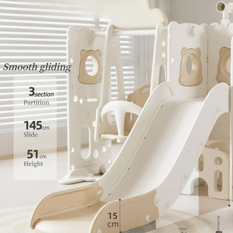 Child Toy Slide Swings Set Combo Indoor Safe Stable Kids Play Equipment Sensing Music Slide for Children From 2 To 10 Years