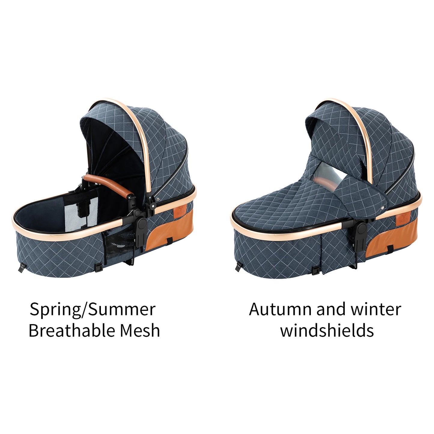Baby Stroller 2 in 1 with Carrycot Reversible Seat 5-Point Harness for Newborn 0-3Y Lightweight Foldable 2-in-1 Baby Stroller