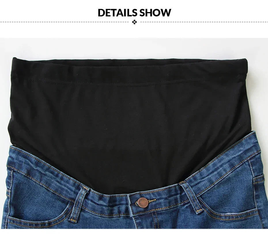 Maternity Boyfriend Jeans with Zipper & Button High Waist Regular Leg with Elastic Waist