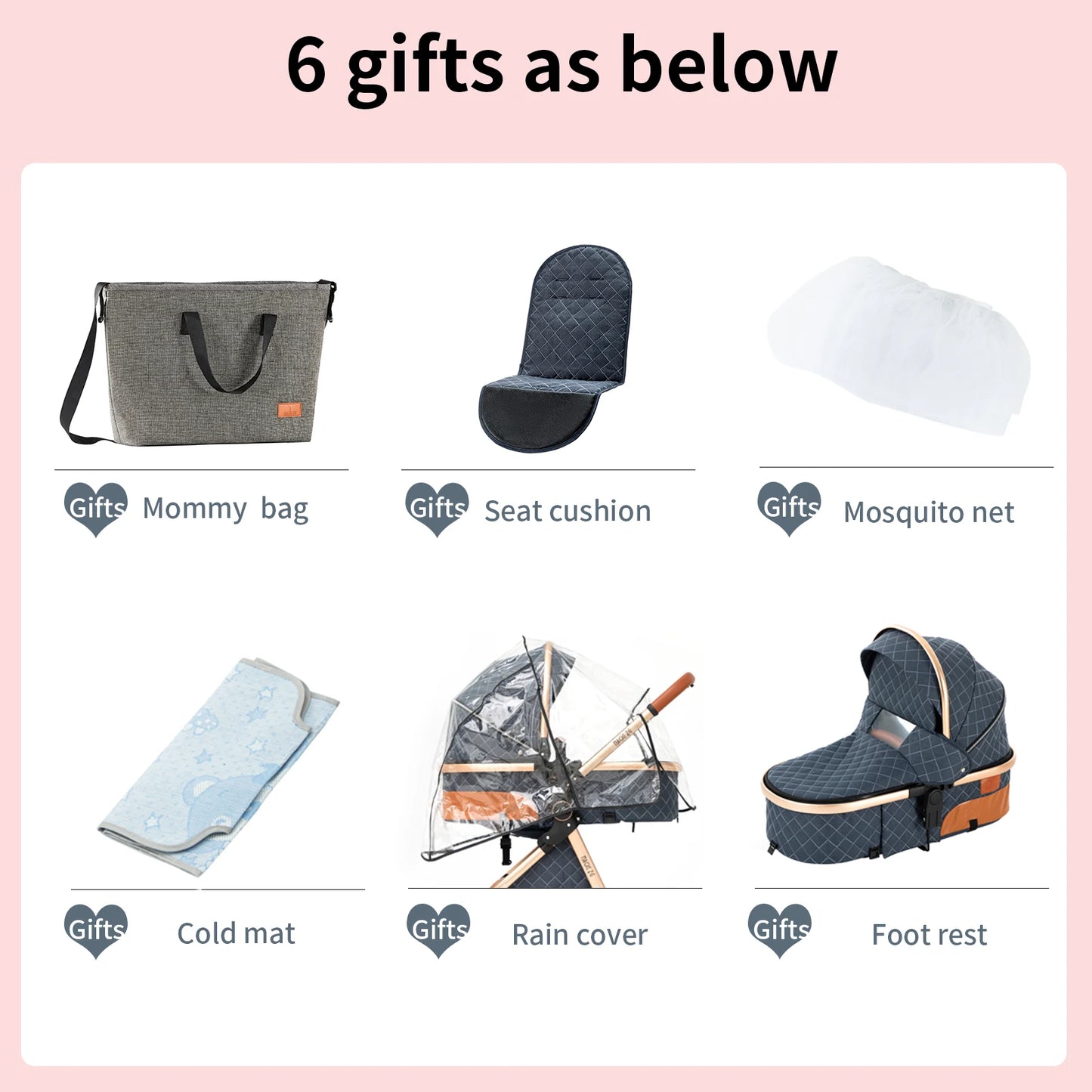 Baby Stroller 2 in 1 with Carrycot Reversible Seat 5-Point Harness for Newborn 0-3Y Lightweight Foldable 2-in-1 Baby Stroller