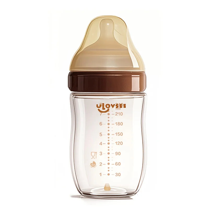 Baby Bottles, 4oz, 8oz High Borosilicate Glass  Wide-Neck Feeding Bottle with Bottom Air Balance Hole/Valve, Glass Milk Bottle