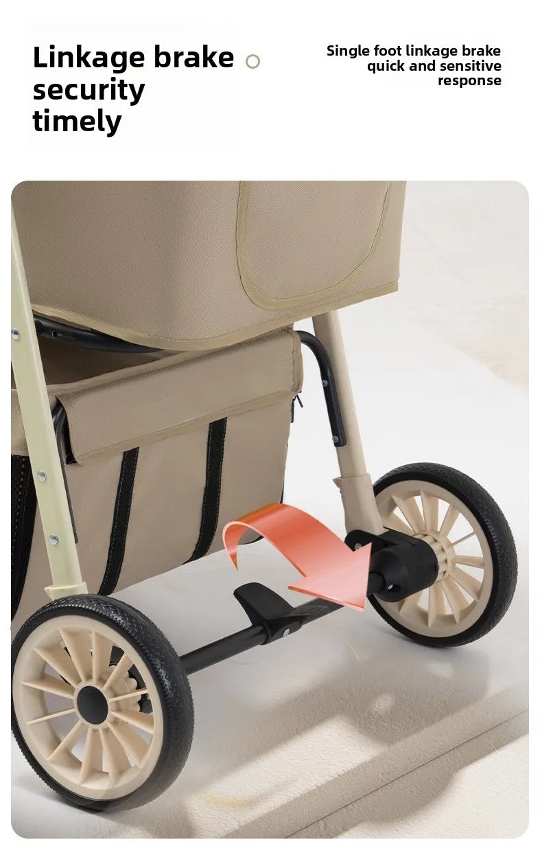 3-in-1 Pet Stroller for Cats & Dogs Detachable Carrier Storage Basket One-Hand Fold & 4-Wheel Brakes  cat carrier dog carrier