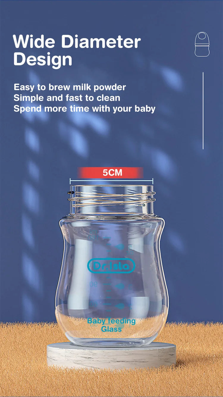 Newborn Baby Glass Bottles Anti-flatulence Milk Feeding Bottles Infant 0-3 Month BPA Free - 2PCS, 90ML/160ML