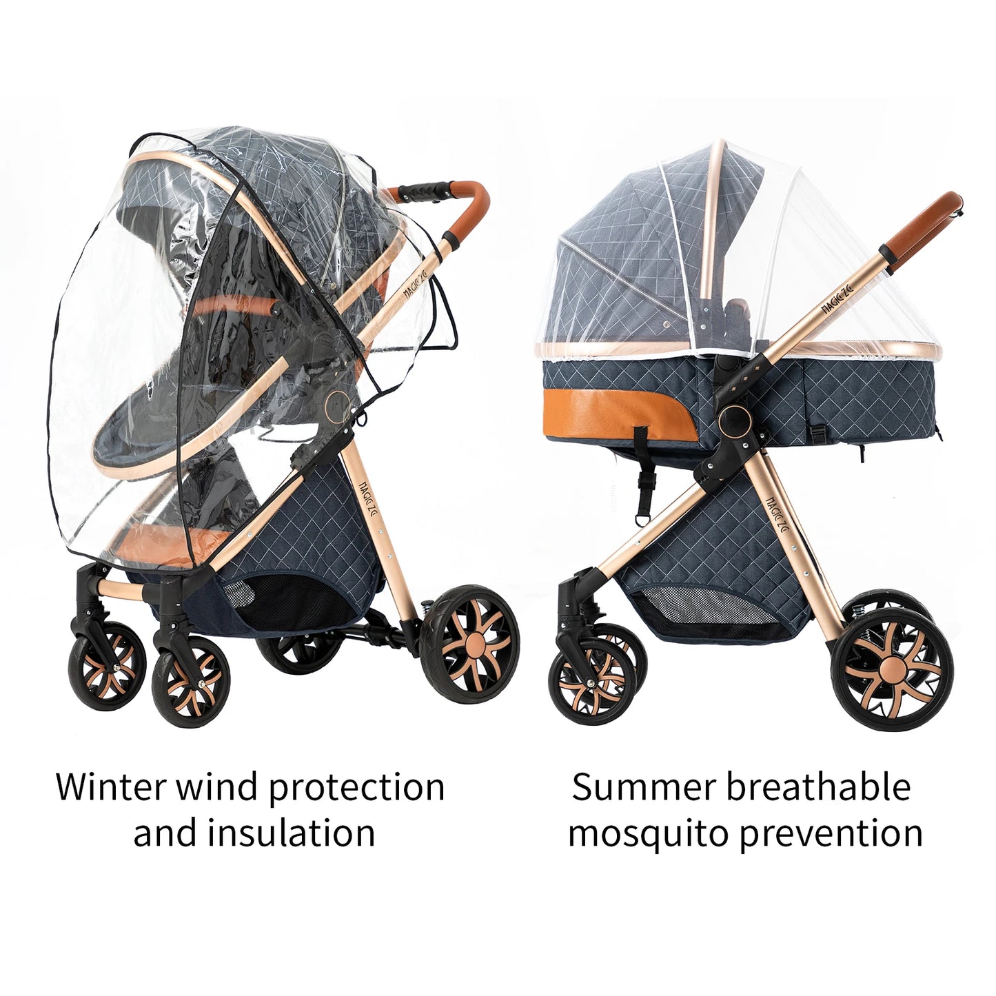 Baby Stroller 2 in 1 with Carrycot Reversible Seat 5-Point Harness for Newborn 0-3Y Lightweight Foldable 2-in-1 Baby Stroller