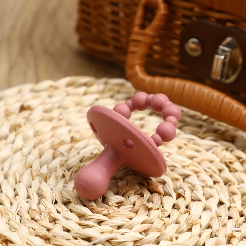 1Set Baby Silicone Pacifier Animal Rattle Rainbow Stacked Toys Newborn Souvenir Milestone Card Baby Birth Teething Gift Box Set