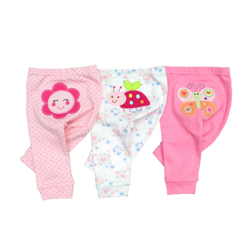 3-Pack Cartoon Baby Pants Cotton Newborn Boy Girl Long Trousers 0-24M Soft Infant Clothes