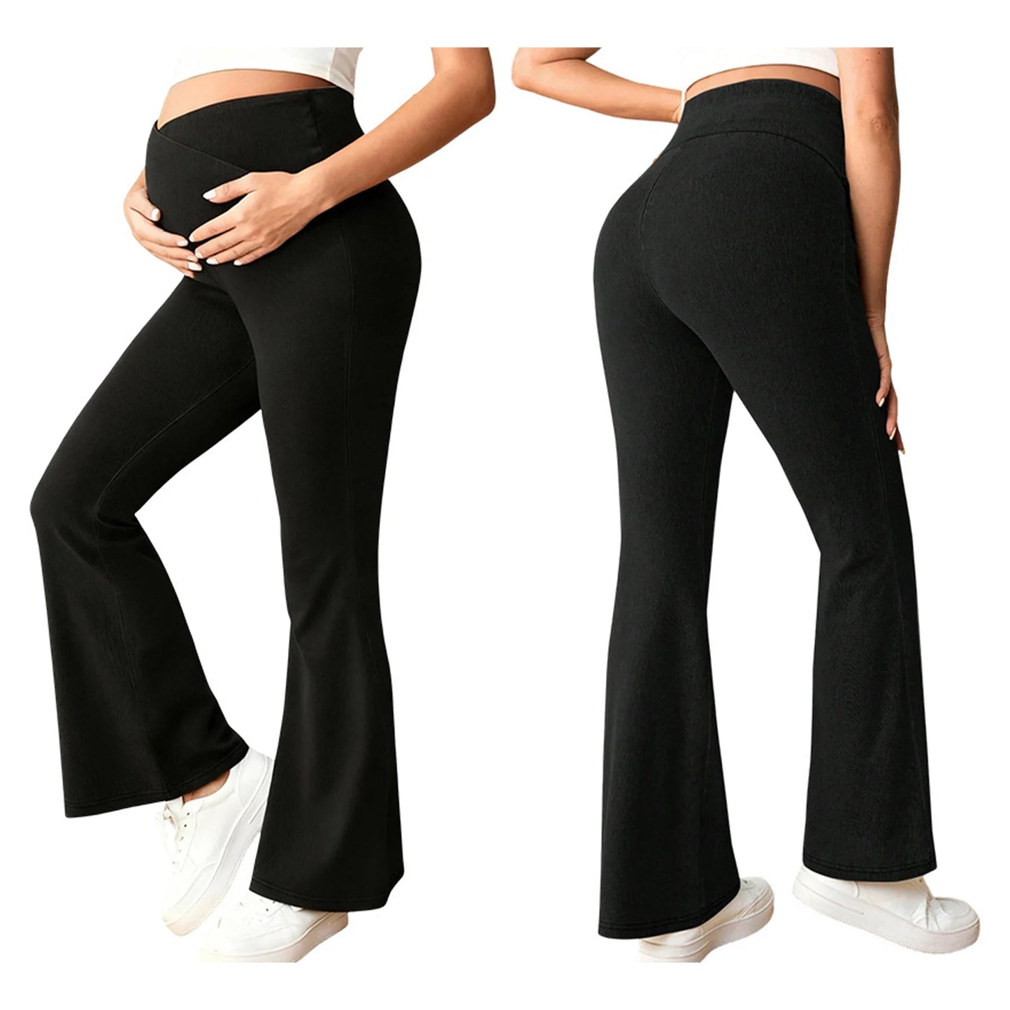 Maternity Flared Jeans & Pant with High Waist Over The Belly Bell-Botton Pants for Yoga Daily Office Work Street Wear