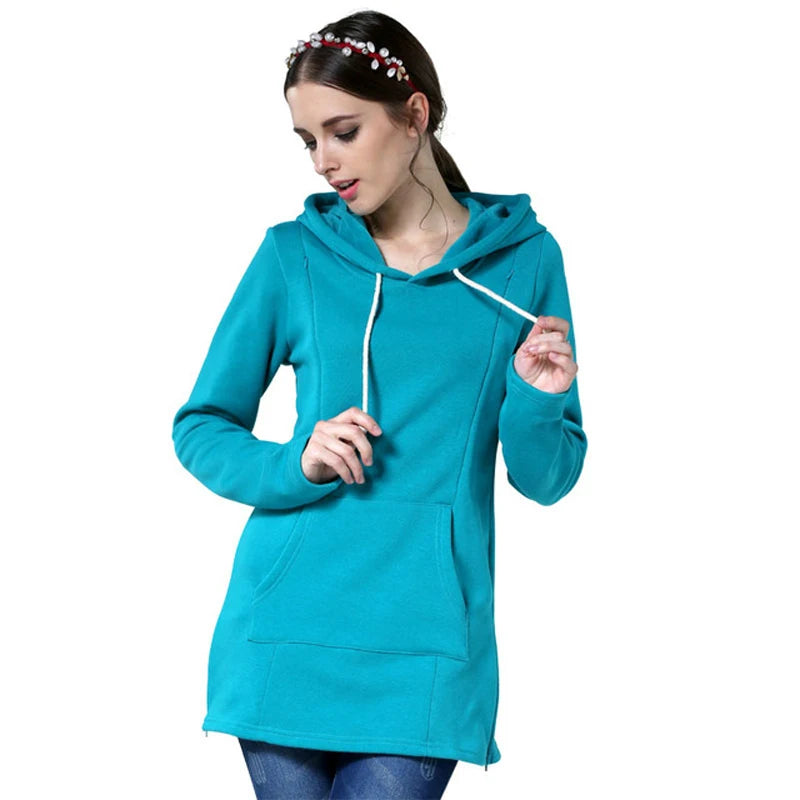 Nursing Maternity Hoodies Sweatshirts Long Sleeve Breastfeeding Postpartum Tops, Plus Size Available