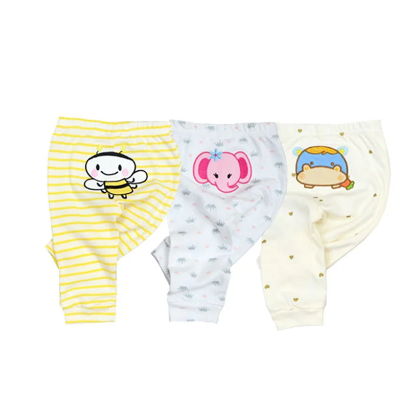 3-Pack Cartoon Baby Pants Cotton Newborn Boy Girl Long Trousers 0-24M Soft Infant Clothes