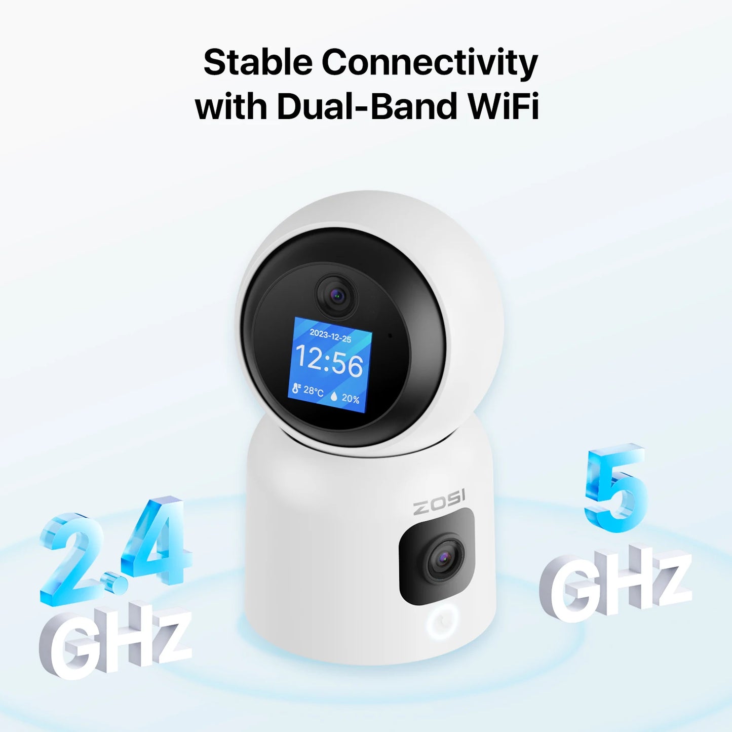 ZOSI Smart Baby Cams WiFi PTZ Auto Tracking AI 360° Panoramic Indoor Video Surveillance