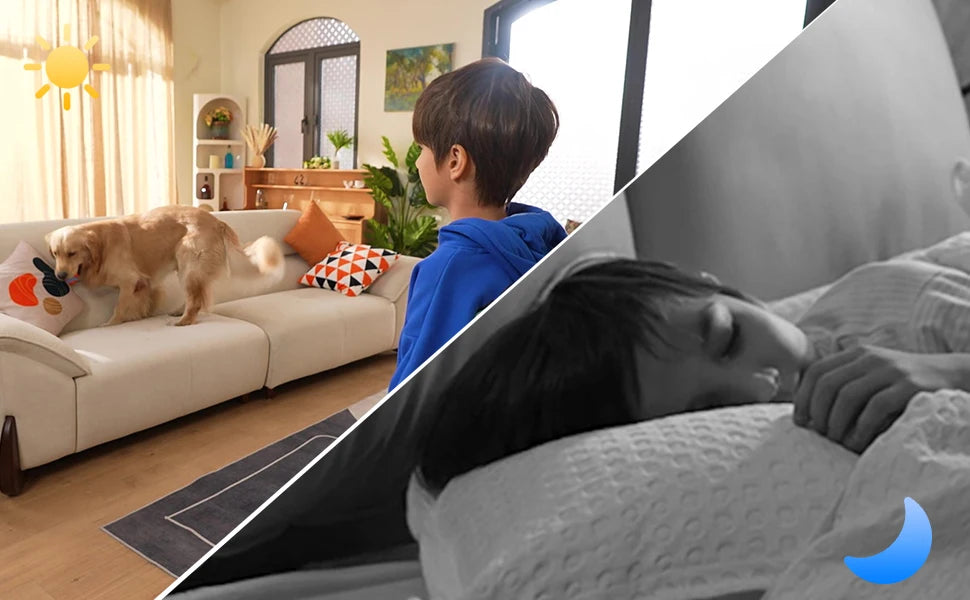 ZOSI Smart Baby Cams WiFi PTZ Auto Tracking AI 360° Panoramic Indoor Video Surveillance