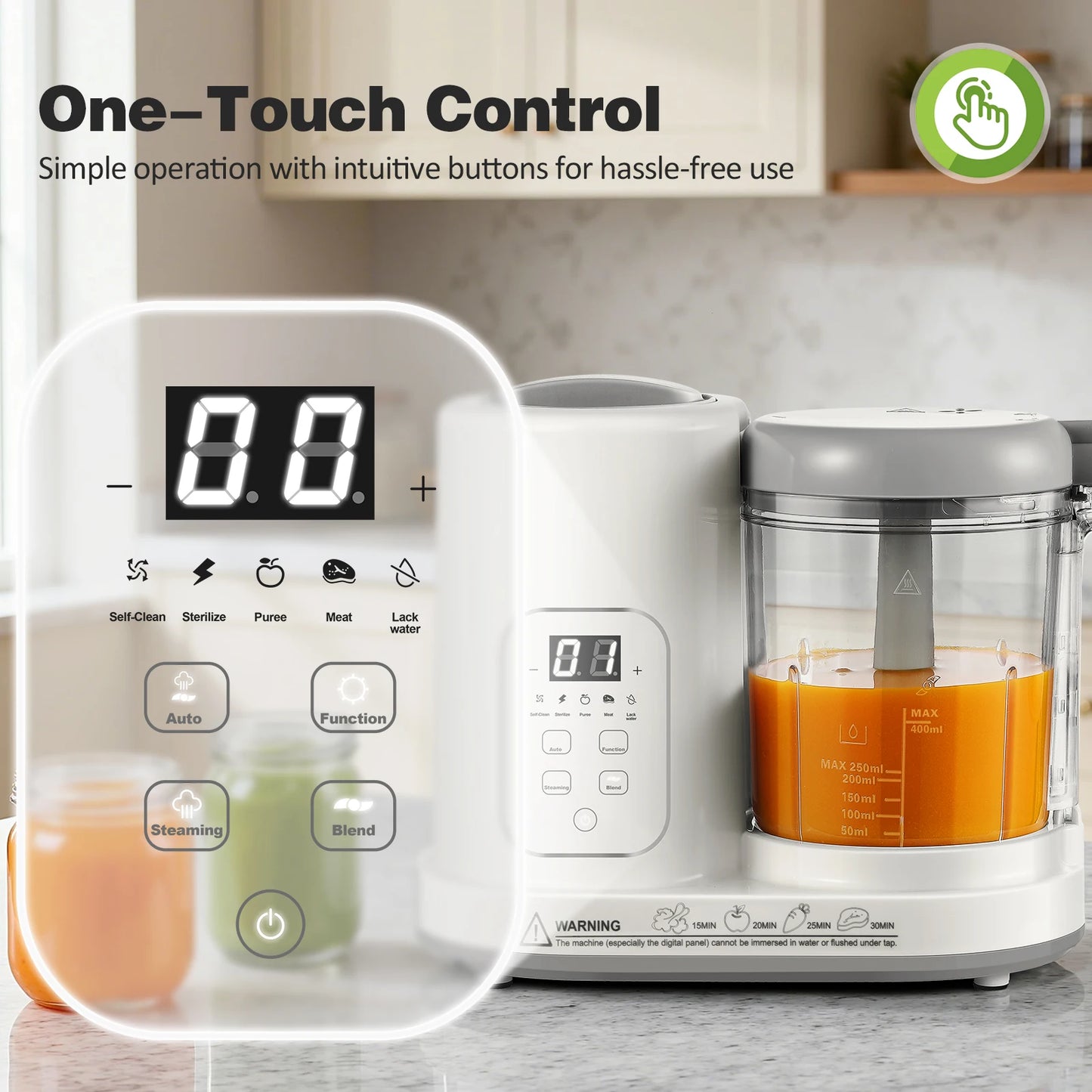 4-in-1 Auto-Clean, BPA-Free, for 4-12 Months Baby Food Maker Steamer Blender