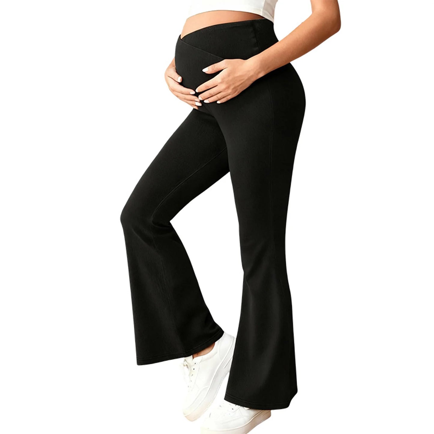 Maternity Flared Jeans & Pant with High Waist Over The Belly Bell-Botton Pants for Yoga Daily Office Work Street Wear