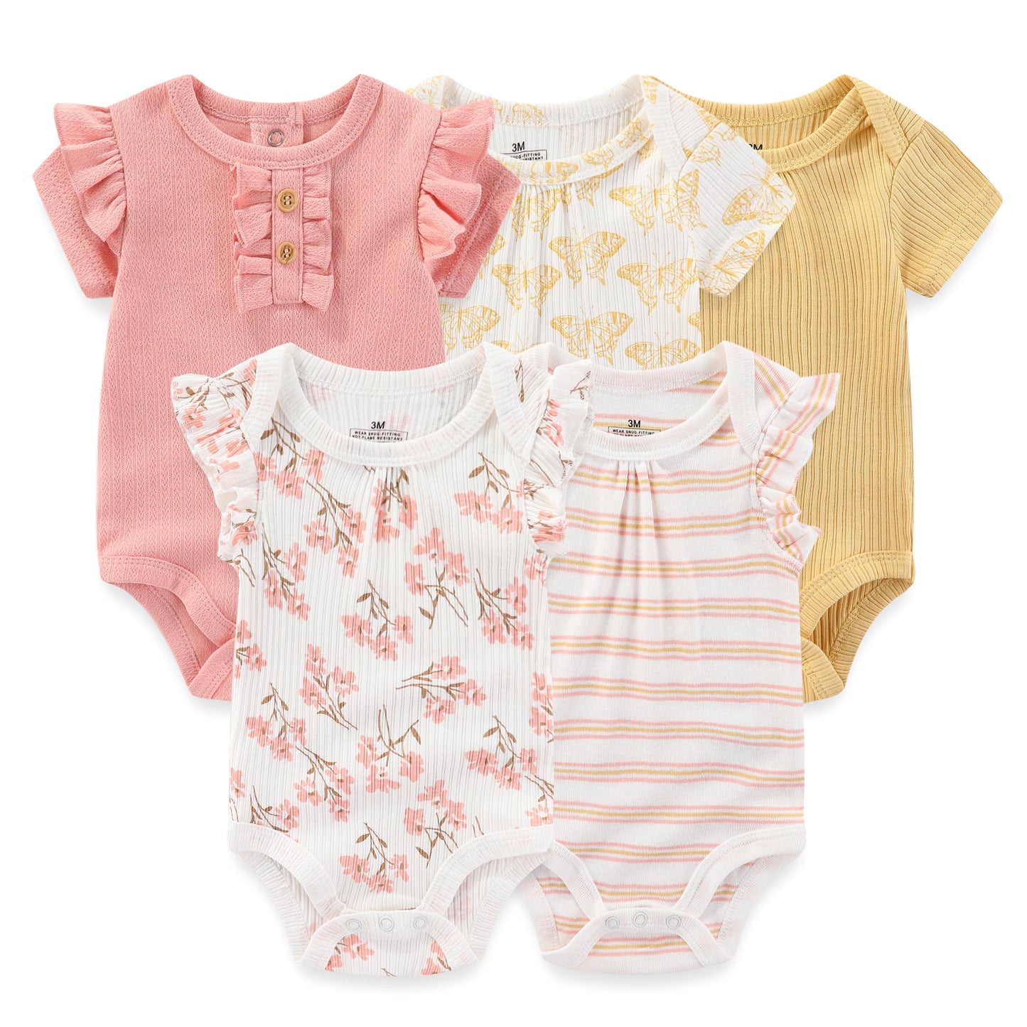 95% Cotton Newborn Baby Onesies Four Seasons Fashion Cartoon Short Sleeve Baby Boy Girl Bodysuits Soft Unisex- 5 Pcs/Lot