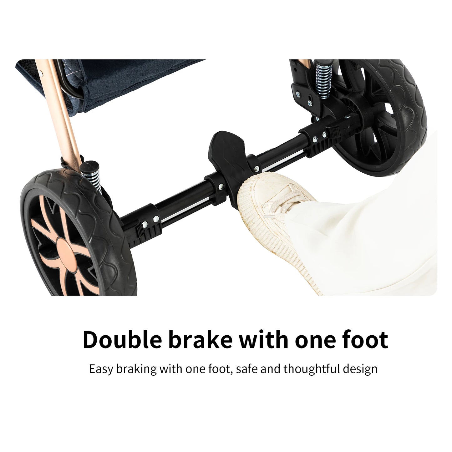 Baby Stroller 2 in 1 with Carrycot Reversible Seat 5-Point Harness for Newborn 0-3Y Lightweight Foldable 2-in-1 Baby Stroller