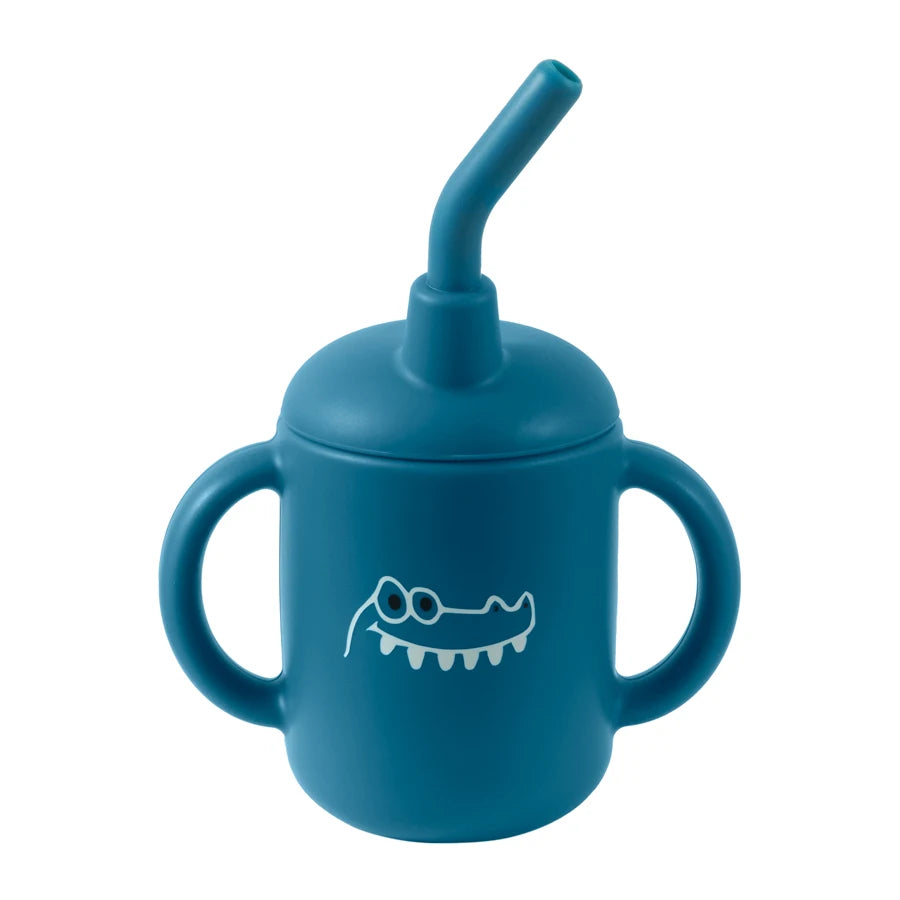 Baby Silicone Feeding Cup With Handle Sippy BPA Free Toddlers Cartoon Pattern Learning Drinkware Children Straw Cups Tableware