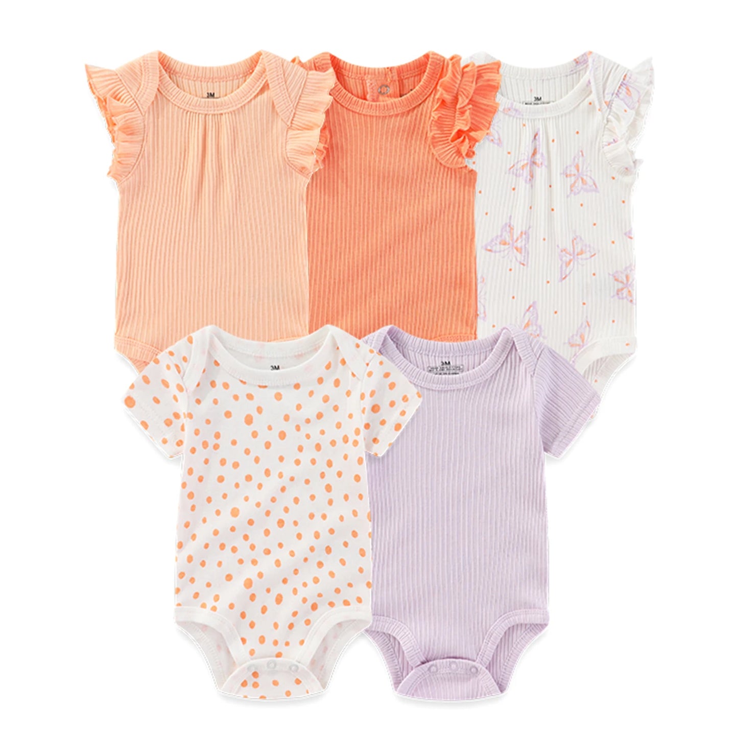 95% Cotton Newborn Baby Onesies Four Seasons Fashion Cartoon Short Sleeve Baby Boy Girl Bodysuits Soft Unisex- 5 Pcs/Lot