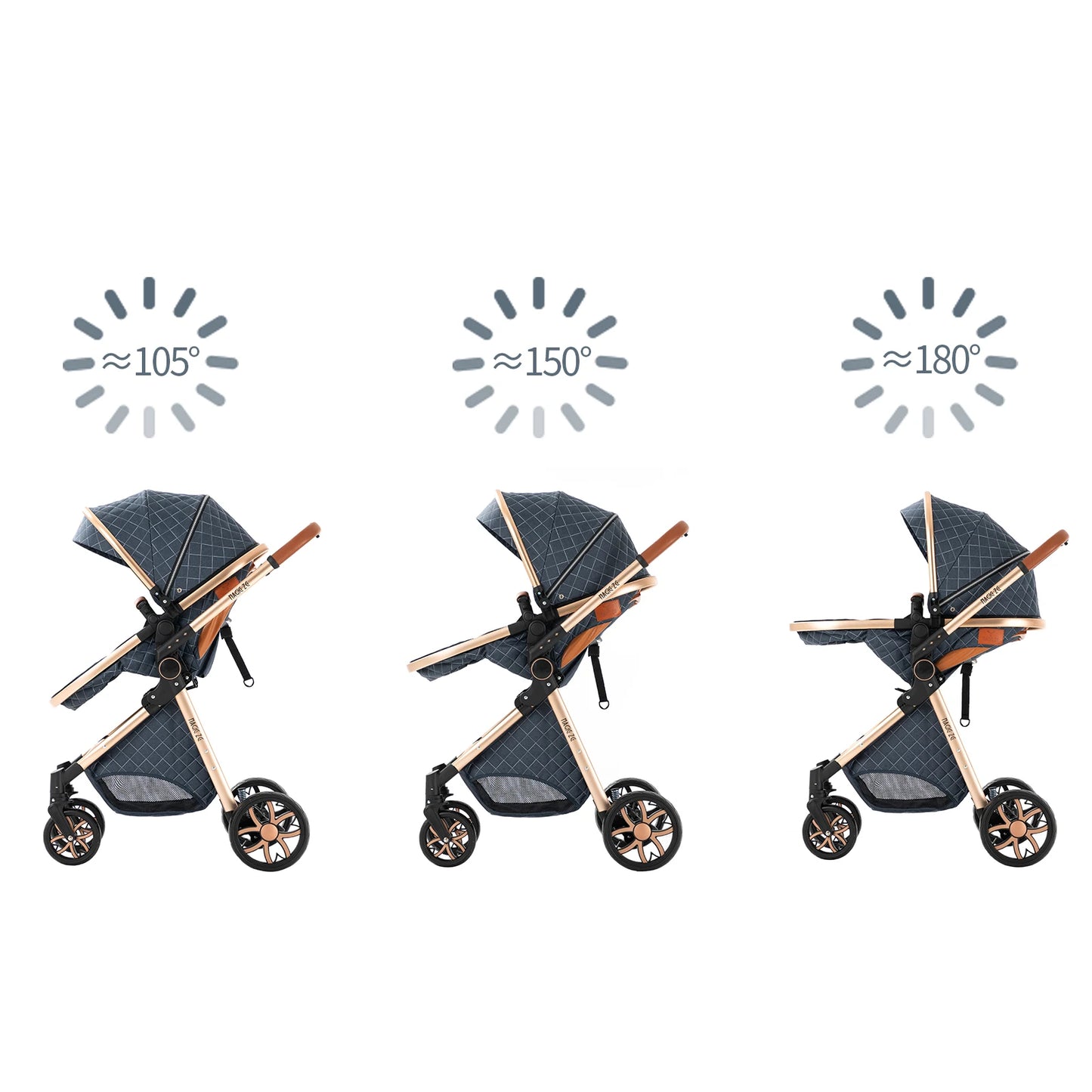 Baby Stroller 2 in 1 with Carrycot Reversible Seat 5-Point Harness for Newborn 0-3Y Lightweight Foldable 2-in-1 Baby Stroller
