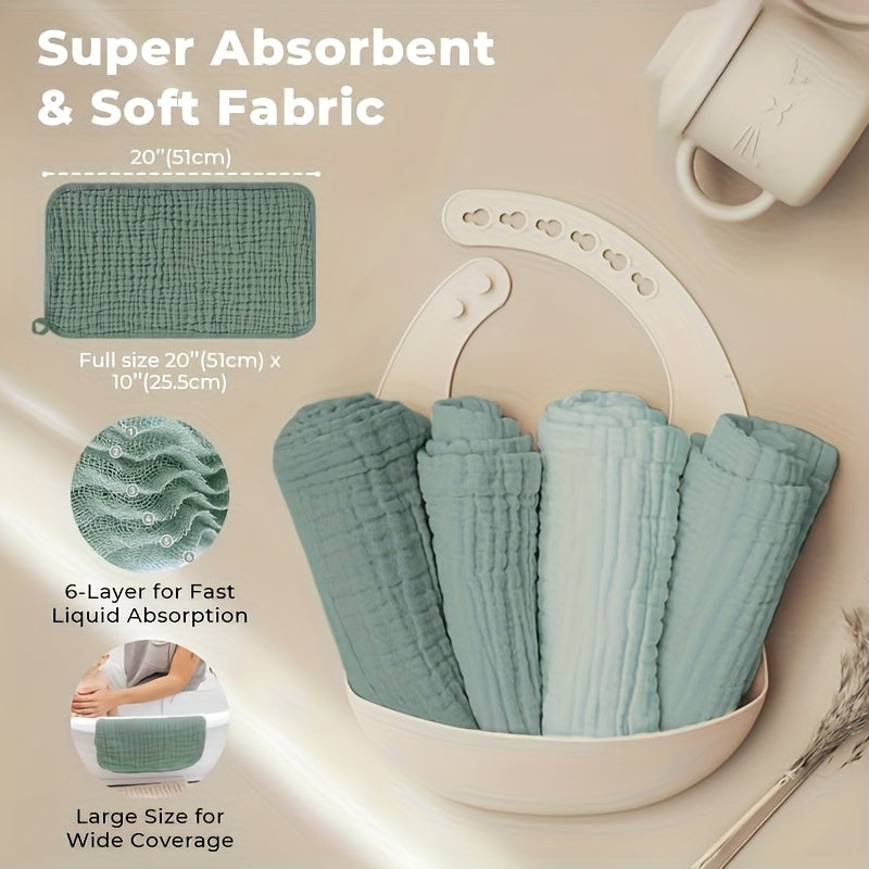 Muslin Burp Cloths - 10 Pack - 100% Cotton - Extra Soft & Absorbent - Large 20x10" - For Newborns & Infants