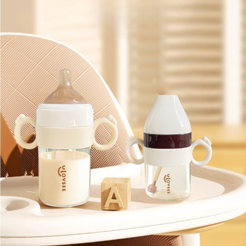 PPSU Baby Bottle 3 in 1 Wide Neck 5 oz with Duckbill Spout for 6 Months to | Multifunctional Feeding Drinking, and Cyan, TAPUSEN Brand, Includes Bottle Additions and Cleaning Brush