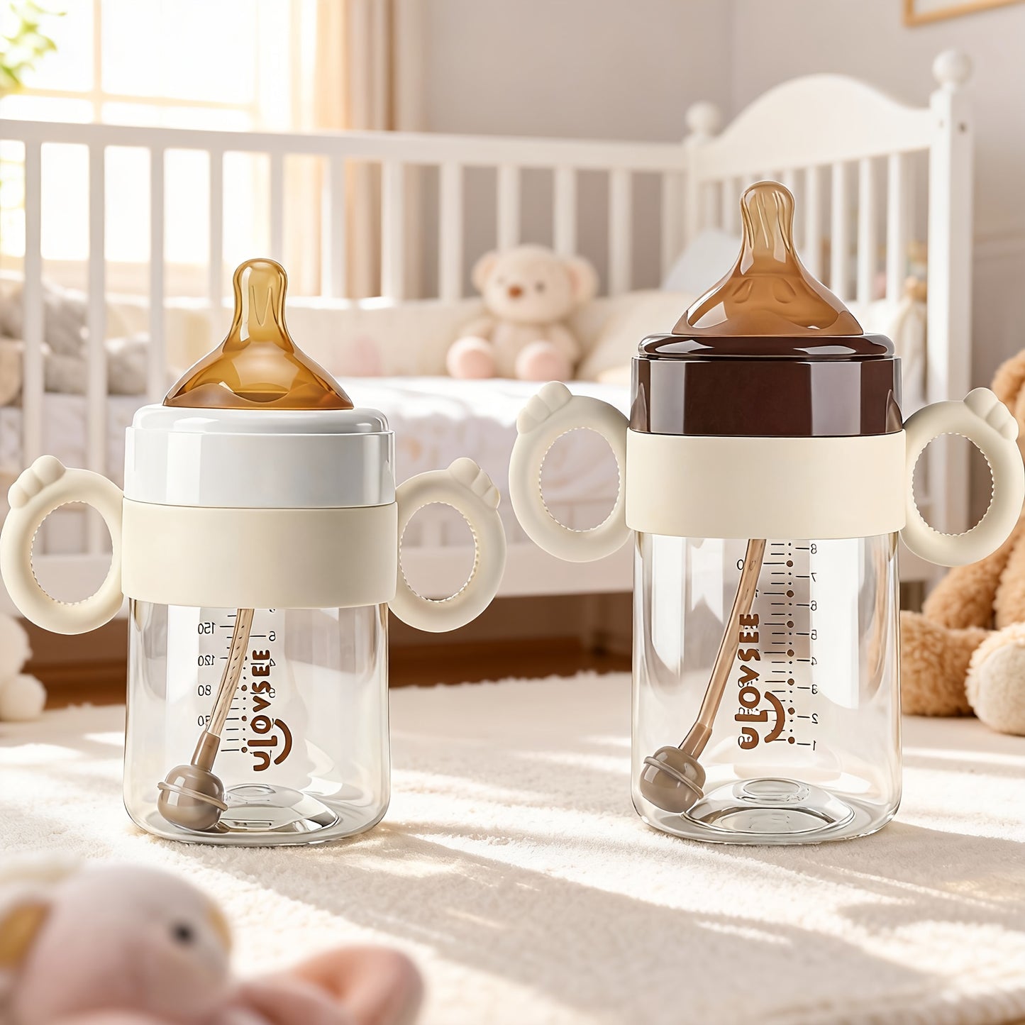 PPSU Baby Bottle 3 in 1 Wide Neck 5 oz with Duckbill Spout for 6 Months to | Multifunctional Feeding Drinking, and Cyan, TAPUSEN Brand, Includes Bottle Additions and Cleaning Brush