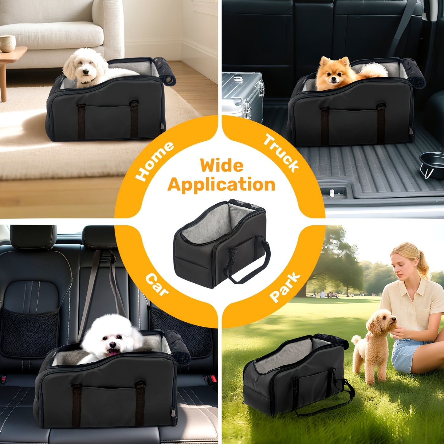 Pet Booster Seat for Cars, Dog Car Carrier with Safety Harness, Central Control Pet Nest, Portable Travel Vehicle Pet Bed for Small Dogs, Cats Easy-Clean & Sturdy Construction | Ideal Gift for Pet Owners